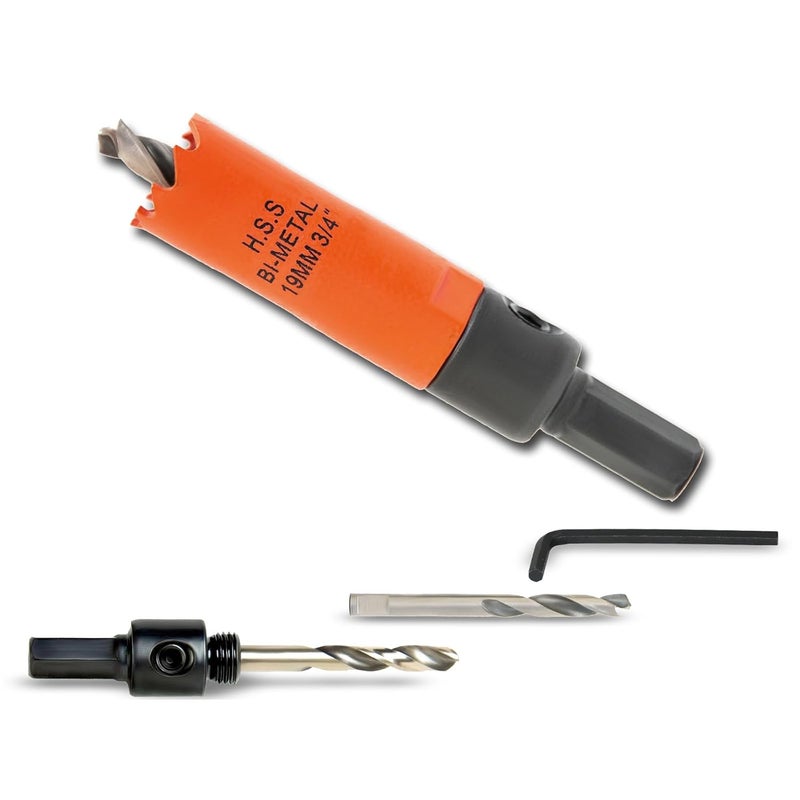 VIKITON 3/4 Inch Hole Saw with Arbor for Wood Metal Plastic, 0.75 in Bimetal Hole Cutter, Fast Chip Removal, Smooth Flat Drilling Edge - Image 1